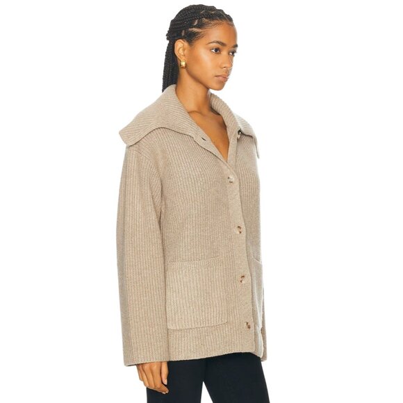 SIMKHAI Hollie Cardigan in Oat X-Small New Womens Knit Wool Sweater - Picture 2 of 16